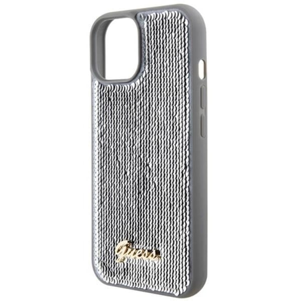 Guess iPhone 15 Mobilskal Sequin Script Metal - Silver Silver