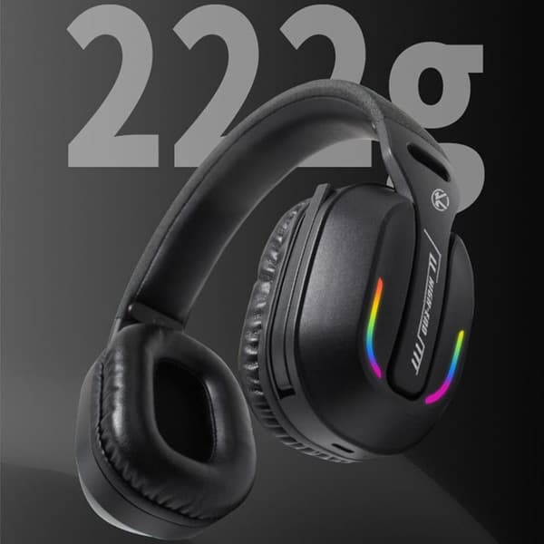Over-Ear Gaming Trådlösa Hörlurar Bluetooth Mikrofon LED-ljus Svart