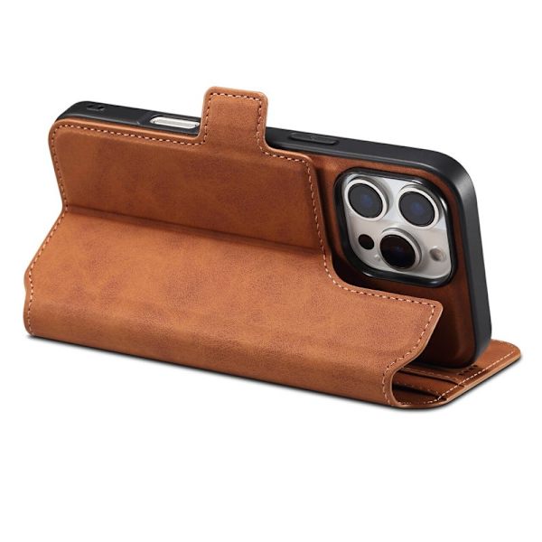 DENIOR B06 iPhone 16 Pro Max Plånboksfodral Konstläder + TPU - Brun