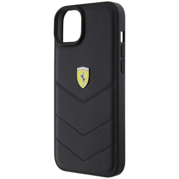 Ferrari iPhone 15 Plus Mobilskal Quilted Metal Logo - Svart