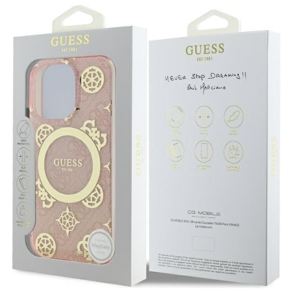 Guess Mobilskal till iPhone 16 Pro MagSafe IML Peony On 4G - Rosa