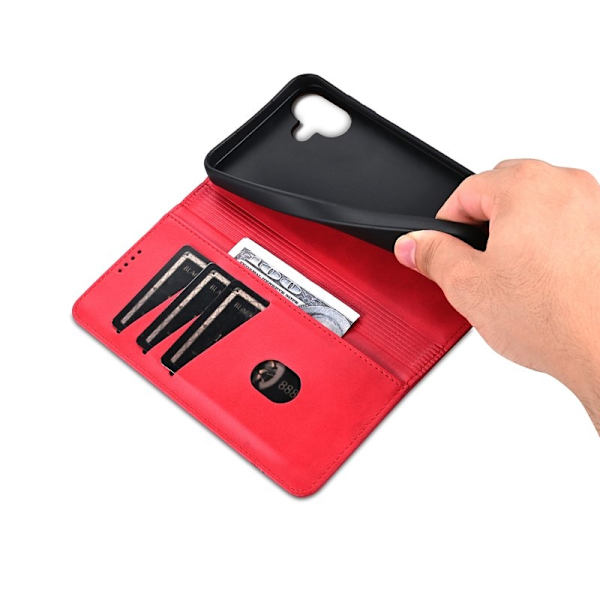 AZNS iPhone 16 Plus Plånboksfodral Konstläder - Röd
