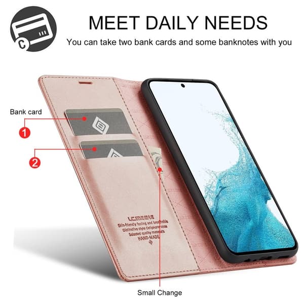 LC.IMEEKE Samsung Galaxy S25+ Plånboksfodral Konstläder - Roséguld