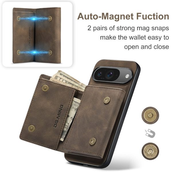 DG.MING M1 Series Mobilskal till Google Pixel 9 Pro Kickstand Brun