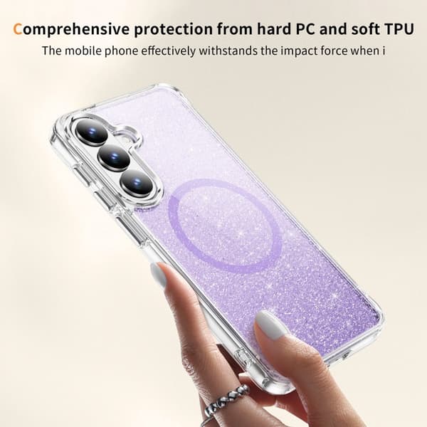 Mobilskal för Samsung Galaxy S26 Plus Glitter Magnetiskt PC + TPU - Lila