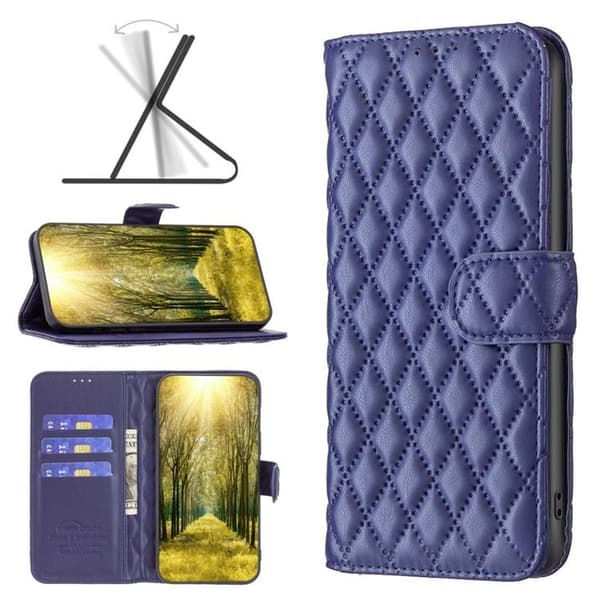 BINFEN iPhone 14 Pro Max Plånboksfodral Rhombus - Blå Blå