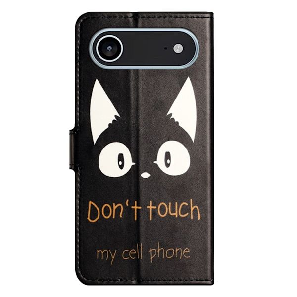 iPhone Air Konstläder Plånboksfodral Pattern Print - Kattöron Svart