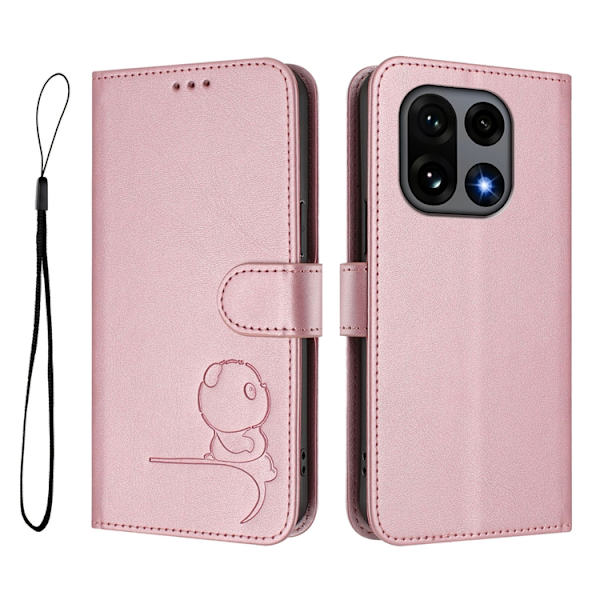 OnePlus 15 Konstläder Plånboksfodral Panda Imprint RFID-Skydd Rosa