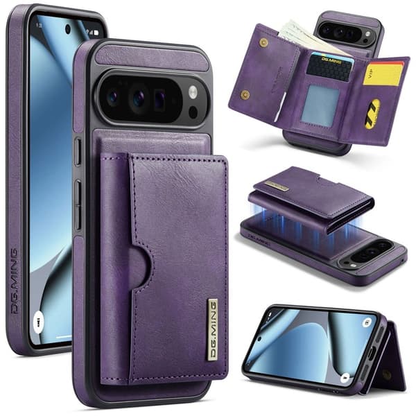 DG.MING M6 Series Konstläder Plånboksfodral för Google Pixel 10 Pro XL - Lila