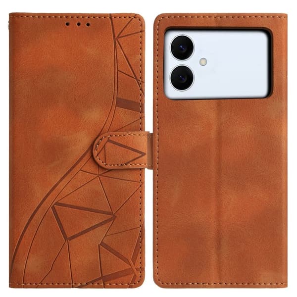 Samsung Galaxy S26 Edge Plånboksfodral Ställ Triangelmönster Konstläder - Brun