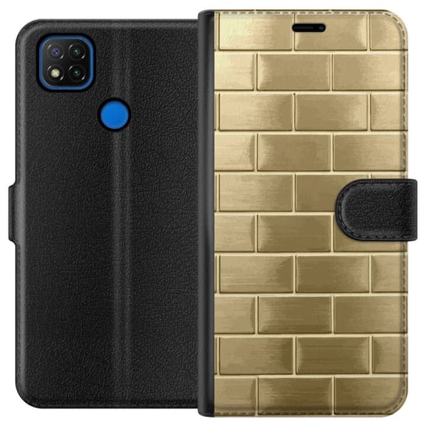 Plånboksfodral till Xiaomi Redmi 9C med Gyllene Murstenar