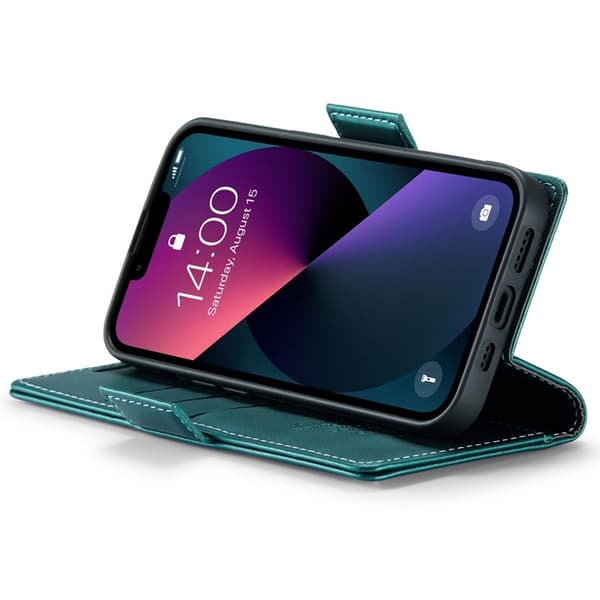 CASEME iPhone 15 Plus Plånboksfodral Konstläder RFID-Skydd Grön