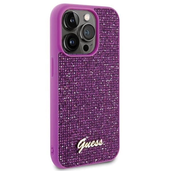 Guess iPhone 15 Pro Mobilskal Disco Metal Script - Rosa Rosa