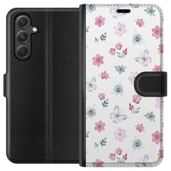 Pung Taske til Samsung Galaxy A15 5G med blomster og sommerfugle