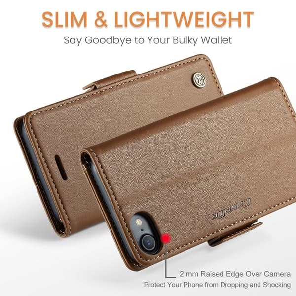 CASEME Litchi Texture Plånboksfodral Konstläder iPhone 6/7/8/SE Brun