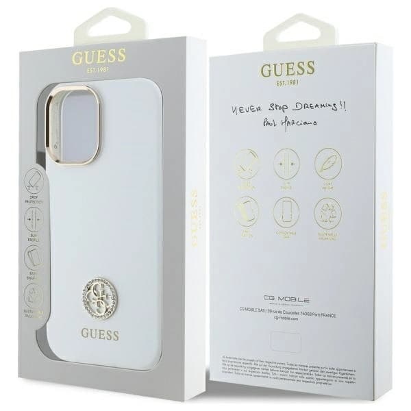 Guess Mobilskal till iPhone 16 Silikon Logo Strass 4G - Vit