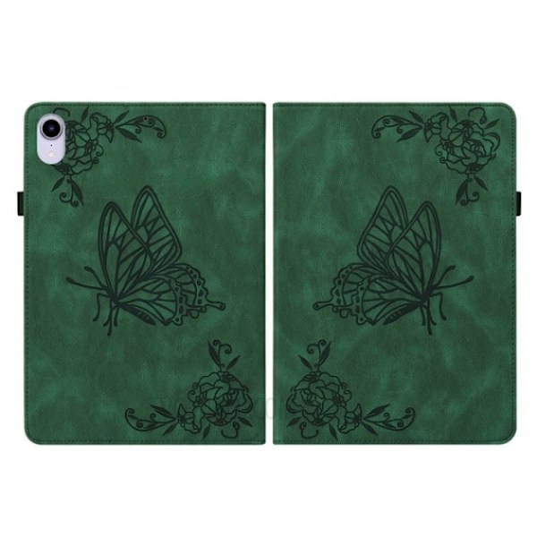 iPad mini 6 (2021) Fodral Imprinted Butterfly Flower - Grön