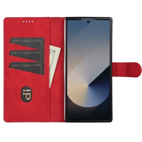 AZNS Samsung Galaxy Z Fold7 Plånboksfodral Konstläder - Röd