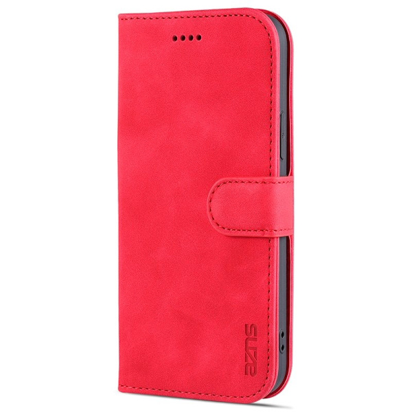 AZNS iPhone 12 Pro Max Plånboksfodral Konstläder - Röd