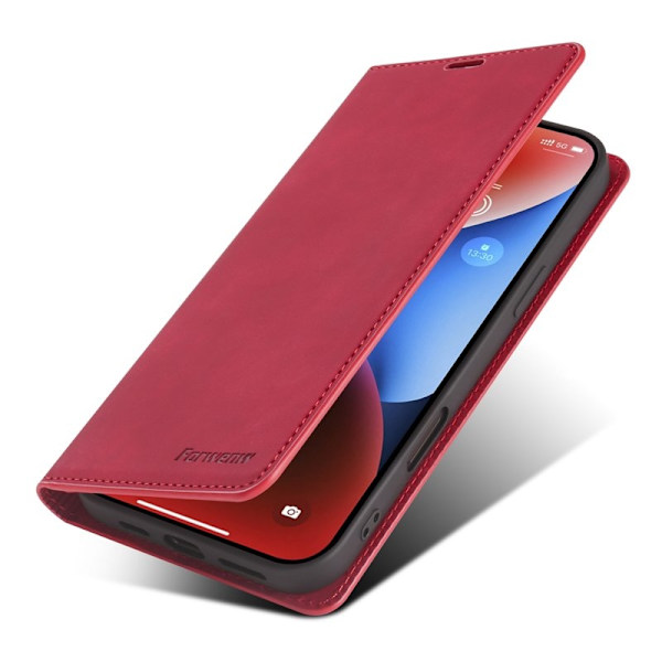 FORWENW iPhone 17 Plånboksfodral Konstläder - Röd