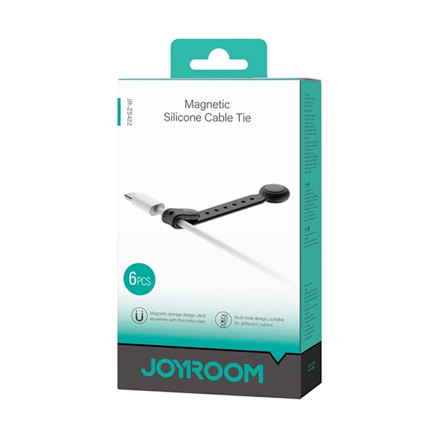 [6-Pack] Joyroom Silikon Magnetiska Kabelband - Svart