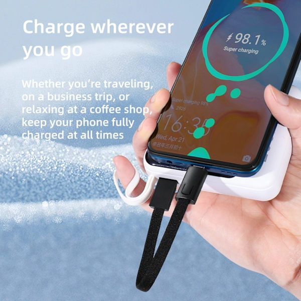 Tech-Protect USB-C till USB-C Kabel Nyckelring 60W - Iron Grå Grå