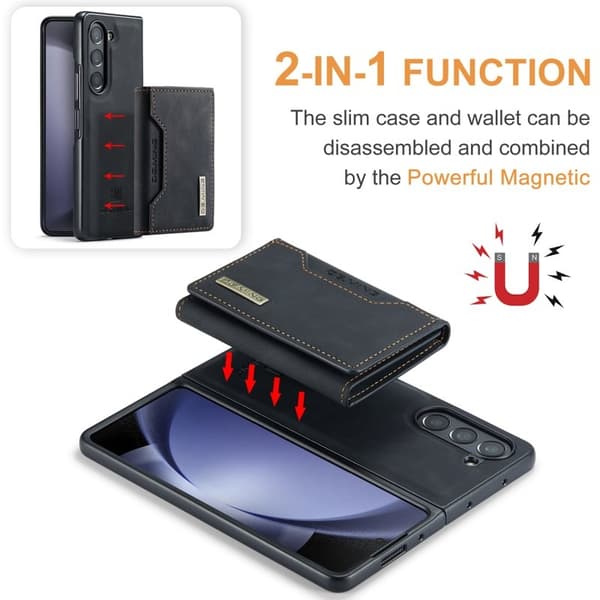 DG.MING M2 Series Kickstand Plånboksfodral Samsung Galaxy Z Fold5 - Svart