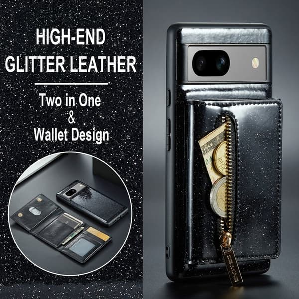 DG.MING M3 Series Mobilskal för Google Pixel 7a Glitter KonstLäder - Svart