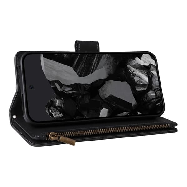 Google Pixel 9 Pro XL/10 Pro XL Plånboksfodral Zipper med Strap - Svart Svart