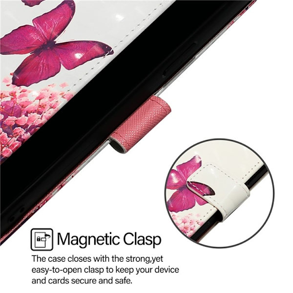iPhone 16 Plus Plånboksfodral Printing Pattern Med Rem Rosa