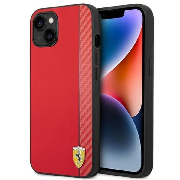 Ferrari iPhone 14 Plus -kuori hiilikuitu - Punainen Röd