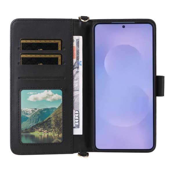 Samsung Galaxy S26 / S26 Pro Plånboksfodral Konstläder Ställ - Svart