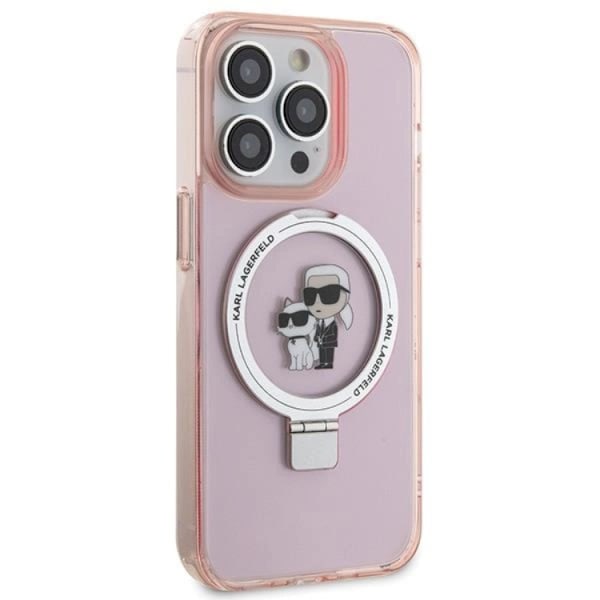 KARL LAGERFELD iPhone 15 Pro Mobilskal MagSafe Ringställ - Rosa