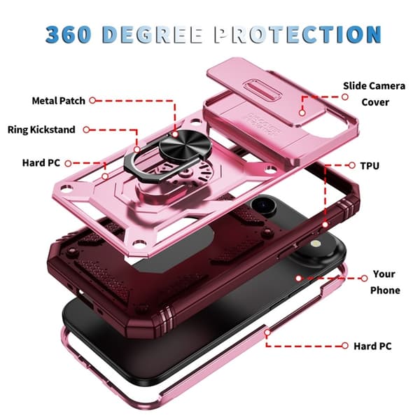 Mobilskal till iPhone Air Slide Camshield Kickstand - Mörkröd Röd