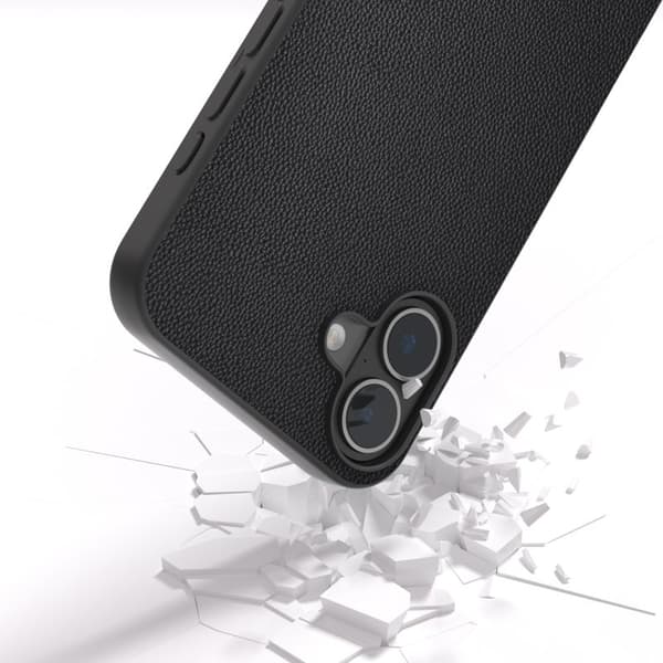 ABEEL Mobilskal till iPhone 16 Äkta Läder PC+TPU Svart