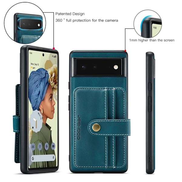 JEEHOOD Google Pixel 7 Skal Korthållare RFID - Blå