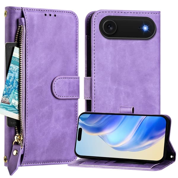 iPhone Air Plånboksfodral Zipper Pocket Läder - Lila Lila