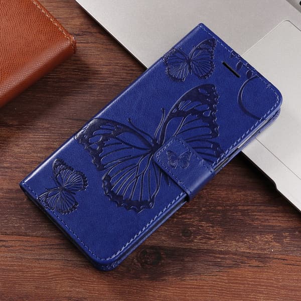 OnePlus 15 5G Konstläder Plånboksfodral Floral Butterfly Imprinted Blå