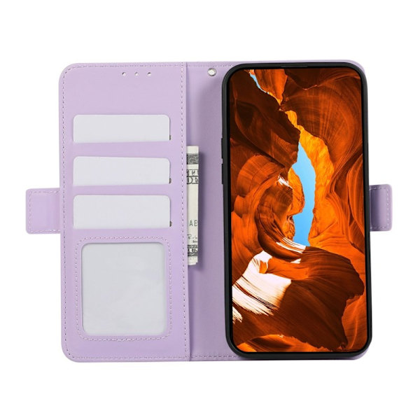 ABEEL iPhone 13 Pro Case RFID-Skydd Konstläder Plånboksfodral - Lila
