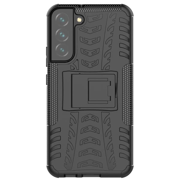 Tire Texture Kickstand -kuori Galaxy S22 Plus 5G - Musta Black