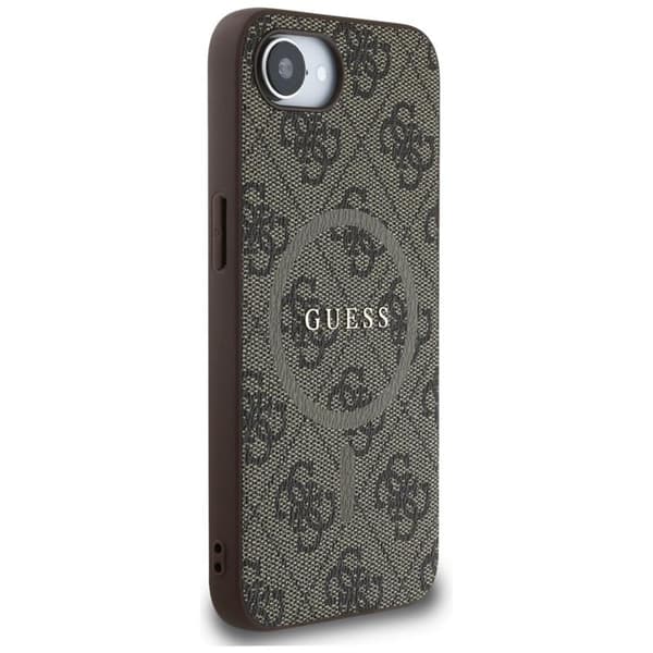 Guess Mobilskal till iPhone 16e MagSafe 4G Ring Classic Logo Brun