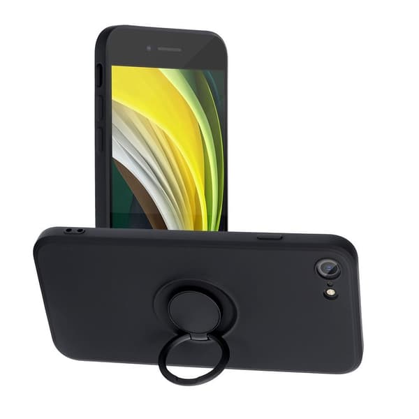 Forcell iPhone 7/8/SE (2020/2022) Kuori Silikoni Rengas - Musta Black