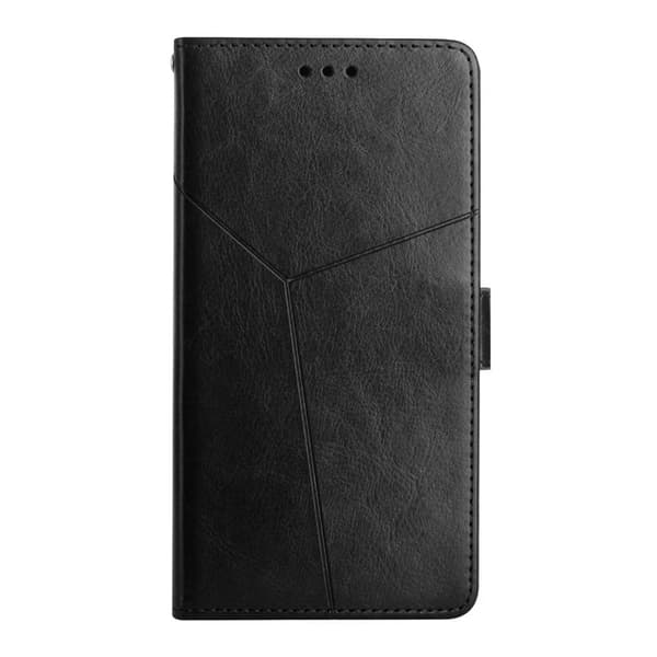 Samsung Galaxy S26 Pro Skal Y-formade Linjer Prägling Äkta Läder - Svart