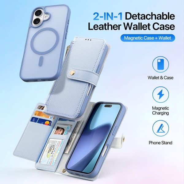 Dux Ducis iPhone 17 Plånboksfodral Magsafe Detachable Lawa Blå
