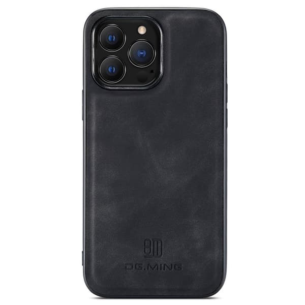 DG.MING iPhone 15 Pro Konstläder Plånboksfodral Magnetiskt Svart
