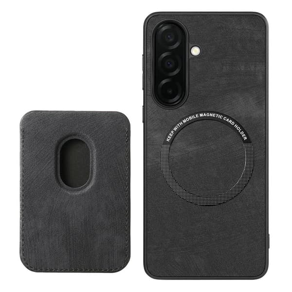 Mobilskal för Samsung Galaxy S26 Plus Magnetiskt Konstläder + TPU - Svart
