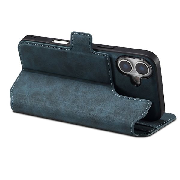 DENIOR B06 iPhone 16 Plus Plånboksfodral Magnetiskt Löst Konstläder + TPU - Blå