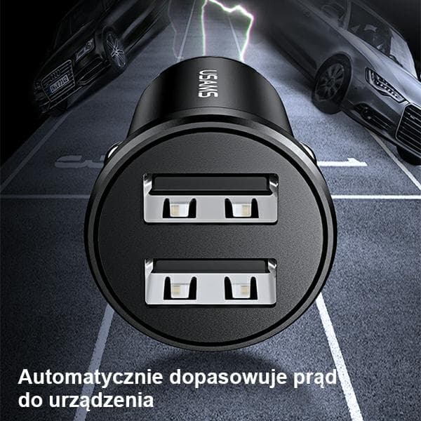 USAMS CC114 Biloplader 2xUSB-A 2.4A - Sort
