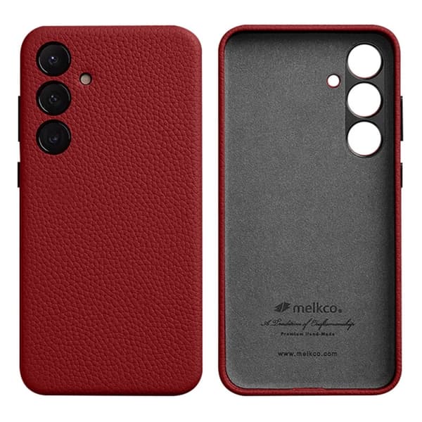 MELKCO Mobilskal till Samsung Galaxy S24 Äkta Läder + PC - Röd