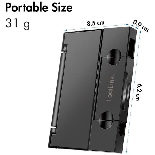 Logilink Minneskortsläsare USB-C Med USB-A MicroSDoch SD-kord Svart